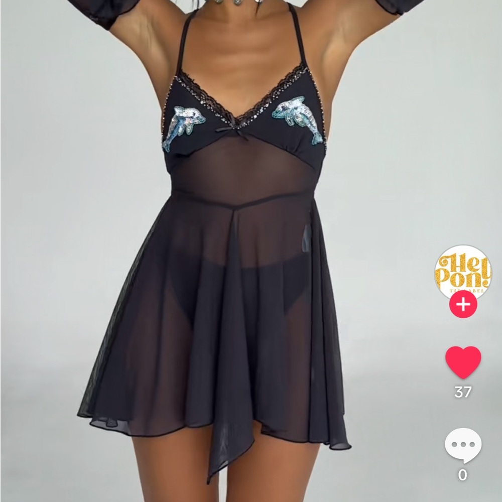 COPY - Small her pony rhinestone mesh dress